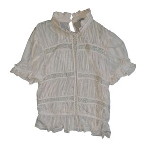 Story On Lace Pleated Ruffle Top Size M